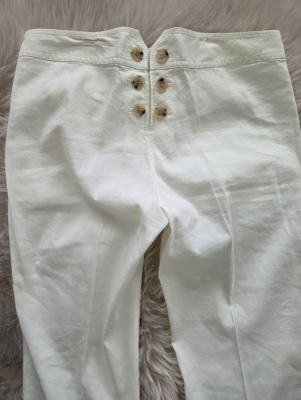 Theory White Sailor Button Wide-Leg Pants *RARE* Sz4 - Picture 4 of 6